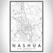 Nashua New Hampshire Map Print Portrait Orientation in Classic Style With Shaded Background