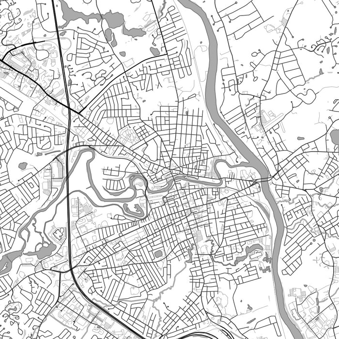Nashua New Hampshire Map Print in Classic Style Zoomed In Close Up Showing Details