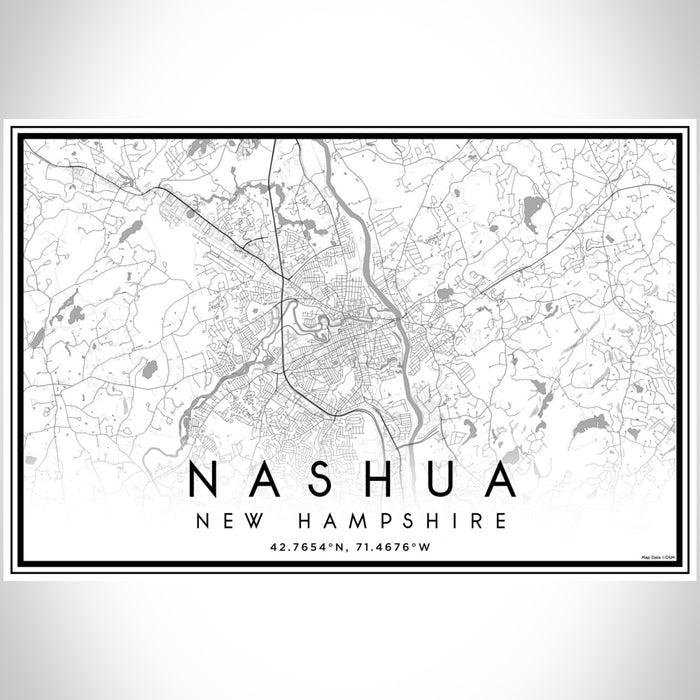 Nashua New Hampshire Map Print Landscape Orientation in Classic Style With Shaded Background