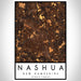 Nashua New Hampshire Map Print Portrait Orientation in Ember Style With Shaded Background