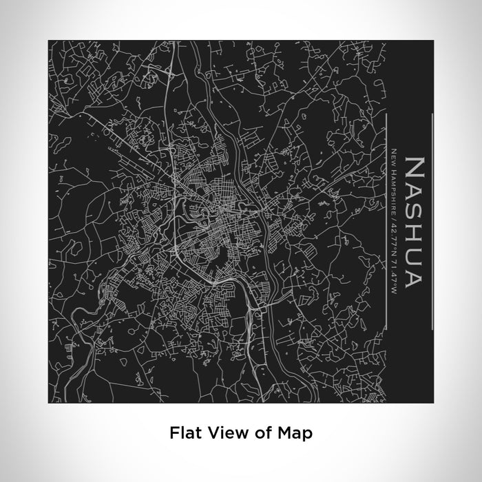 Rendered View of Nashua New Hampshire Map Engraving on 17oz Stainless Steel Insulated Tumbler in Black