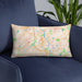 Custom Nashua New Hampshire Map Throw Pillow in Watercolor on Blue Colored Chair