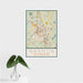 16x24 Nashua New Hampshire Map Print Portrait Orientation in Woodblock Style With Tropical Plant Leaves in Water