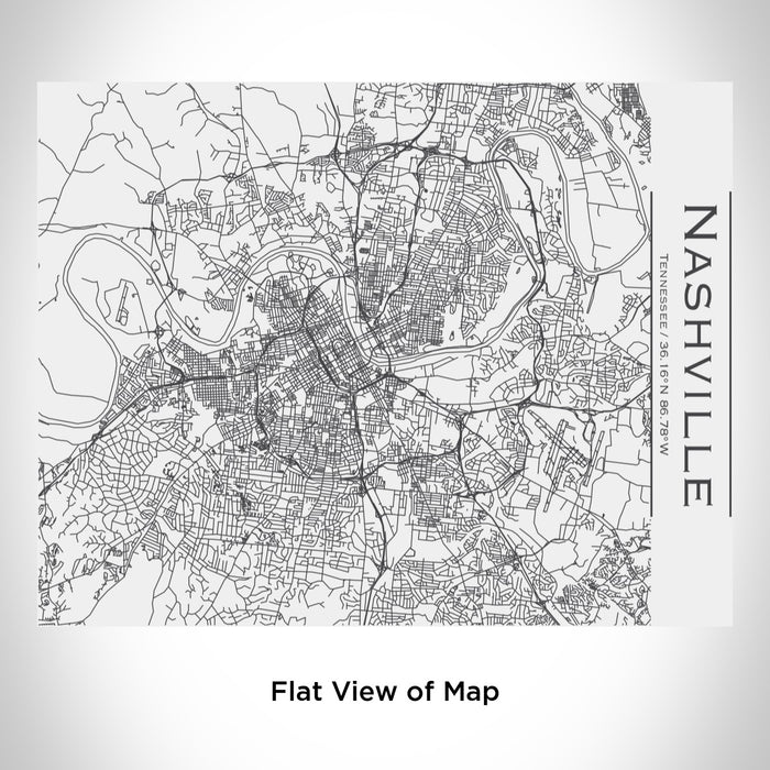 Rendered View of Nashville Tennessee Map Engraving on 20oz Stainless Steel Insulated Bottle with Bamboo Top in White