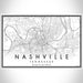 Nashville Tennessee Map Print Landscape Orientation in Classic Style With Shaded Background