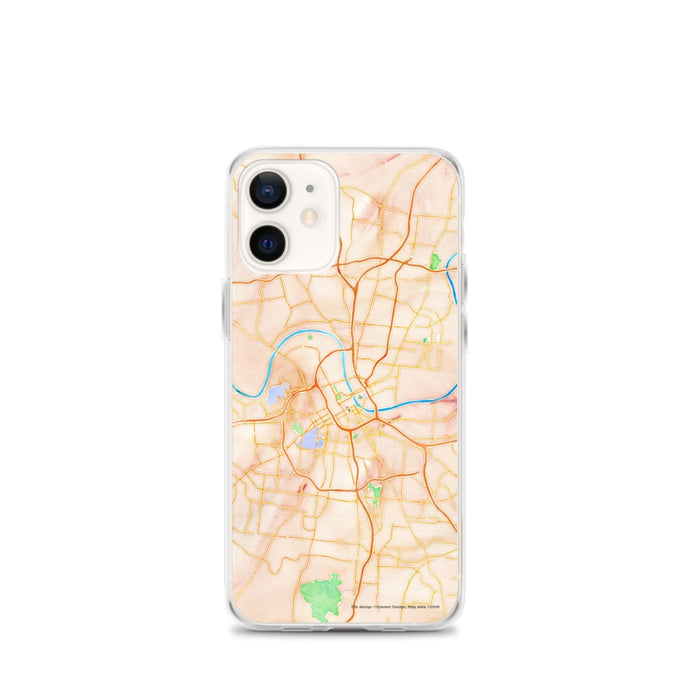 Custom Nashville Tennessee Map iPhone 12 mini Phone Case in Watercolor