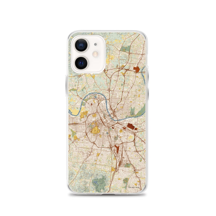 Custom Nashville Tennessee Map iPhone 12 Phone Case in Woodblock