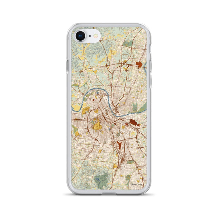 Custom Nashville Tennessee Map iPhone SE Phone Case in Woodblock
