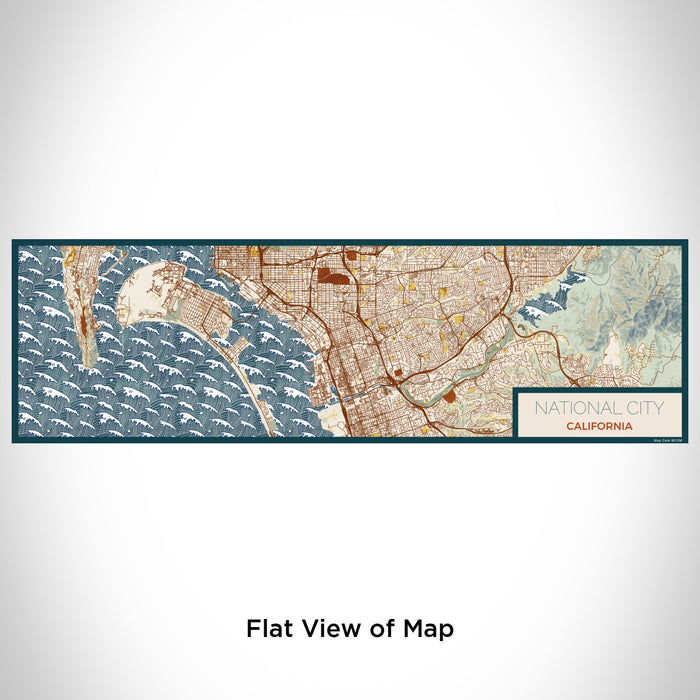 Flat View of Map Custom National City California Map Enamel Mug in Woodblock