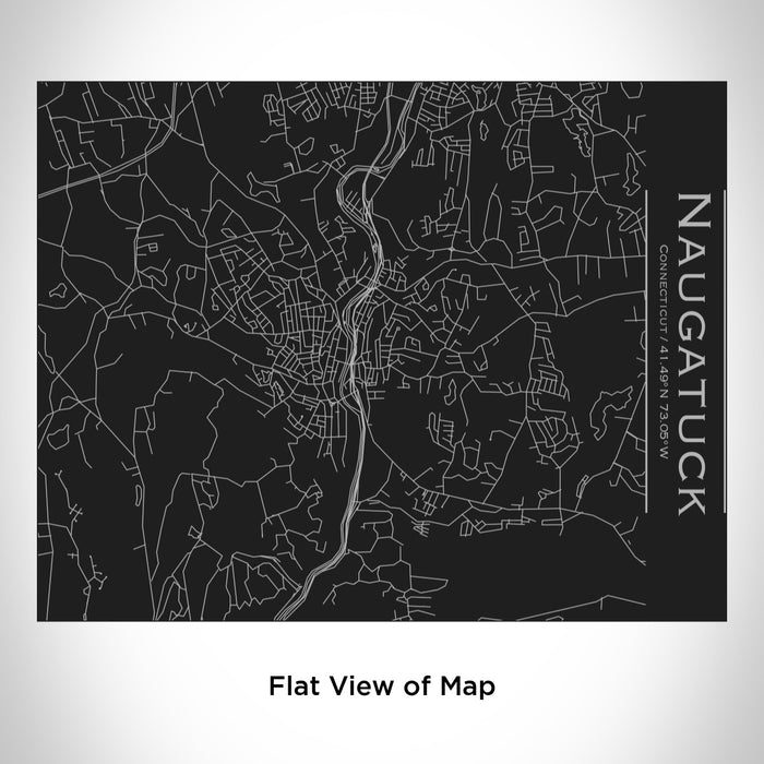 Rendered View of Naugatuck Connecticut Map Engraving on 20oz Stainless Steel Insulated Bottle with Bamboo Top in Black