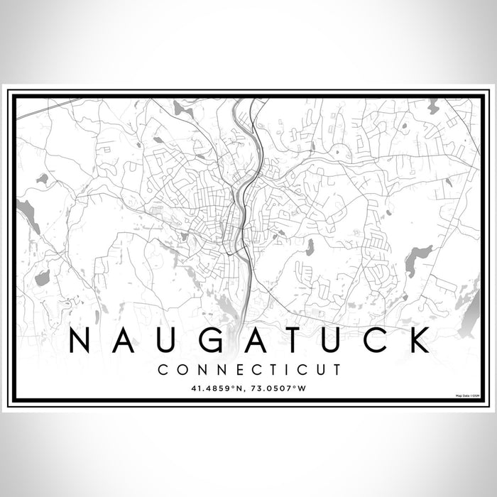 Naugatuck Connecticut Map Print Landscape Orientation in Classic Style With Shaded Background