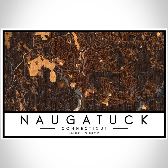 Naugatuck Connecticut Map Print Landscape Orientation in Ember Style With Shaded Background