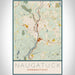 Naugatuck Connecticut Map Print Portrait Orientation in Woodblock Style With Shaded Background