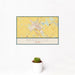 12x18 Needville Texas Map Print Landscape Orientation in Woodblock Style With Small Cactus Plant in White Planter