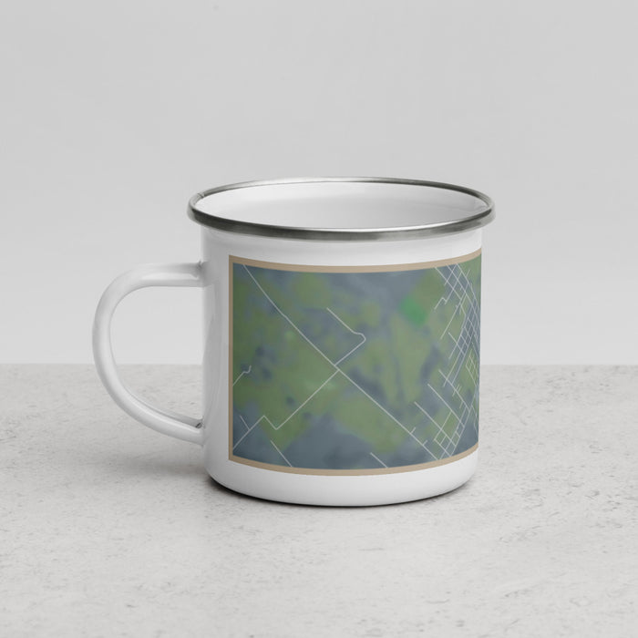 Left View Custom Needville Texas Map Enamel Mug in Afternoon