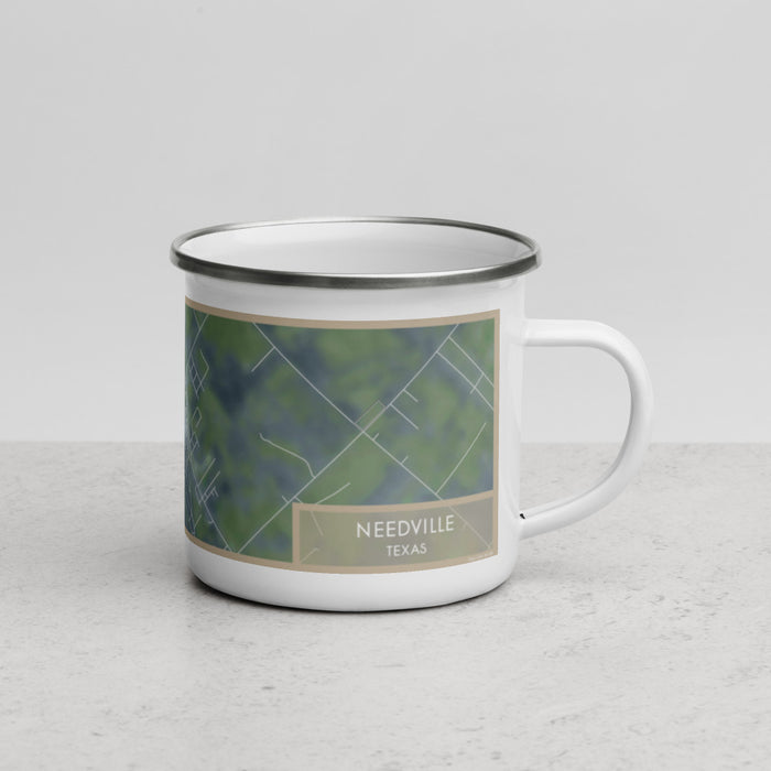 Right View Custom Needville Texas Map Enamel Mug in Afternoon