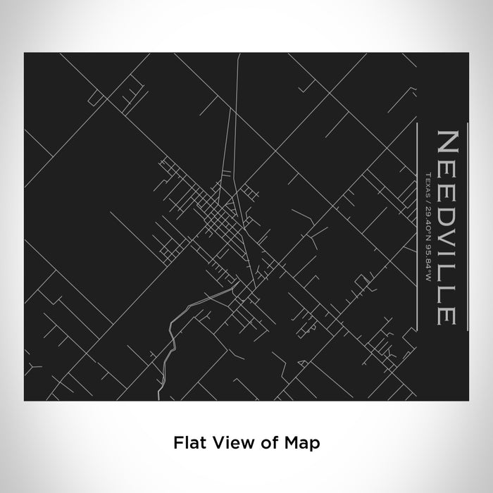 Rendered View of Needville Texas Map Engraving on 20oz Stainless Steel Insulated Bottle with Bamboo Top in Black