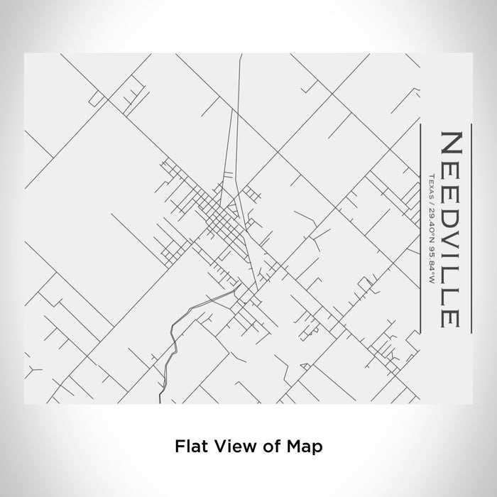 Rendered View of Needville Texas Map Engraving on 20oz Stainless Steel Insulated Bottle with Bamboo Top in White