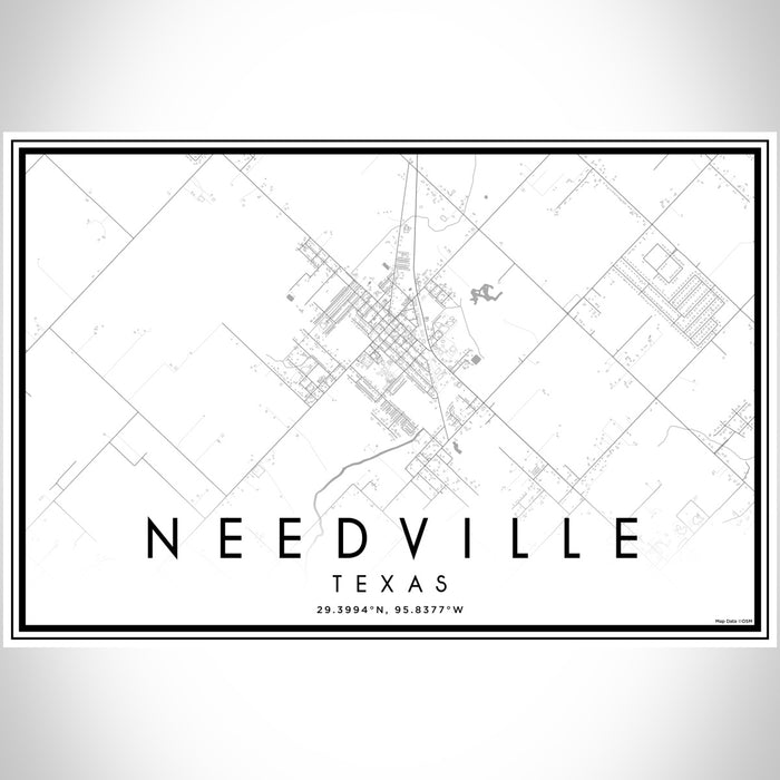 Needville Texas Map Print Landscape Orientation in Classic Style With Shaded Background