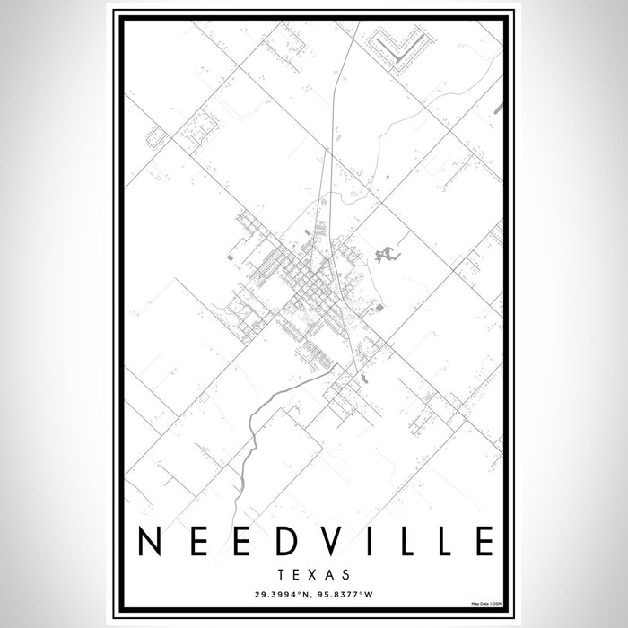 Needville Texas Map Print Portrait Orientation in Classic Style With Shaded Background