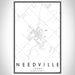 Needville Texas Map Print Portrait Orientation in Classic Style With Shaded Background