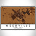 Needville Texas Map Print Landscape Orientation in Ember Style With Shaded Background