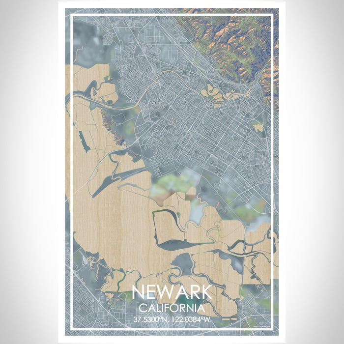 Newark California Map Print Portrait Orientation in Afternoon Style With Shaded Background