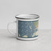 Left View Custom Newark California Map Enamel Mug in Woodblock