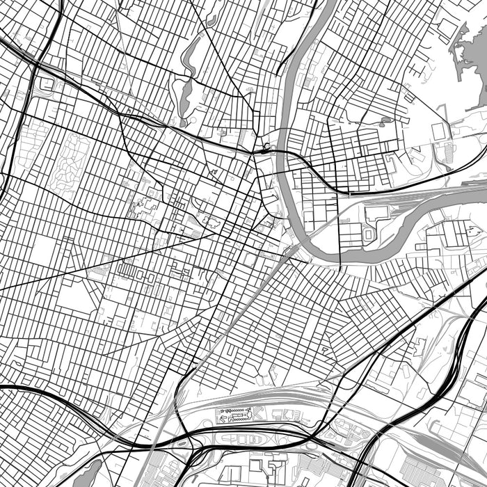 Newark New Jersey Map Print in Classic Style Zoomed In Close Up Showing Details