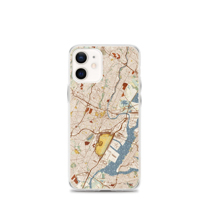 Custom Newark New Jersey Map iPhone 12 mini Phone Case in Woodblock