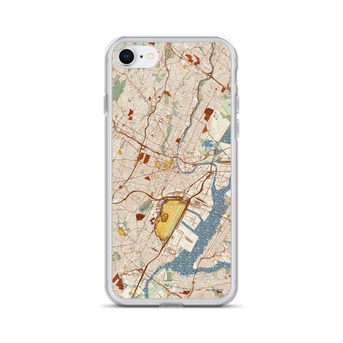 Custom Newark New Jersey Map iPhone SE Phone Case in Woodblock