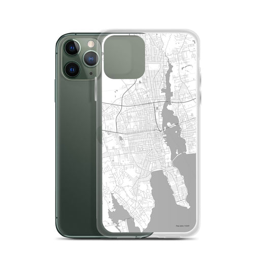 Custom New Bedford Massachusetts Map Phone Case in Classic on Table with Laptop and Plant