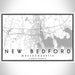 New Bedford Massachusetts Map Print Landscape Orientation in Classic Style With Shaded Background