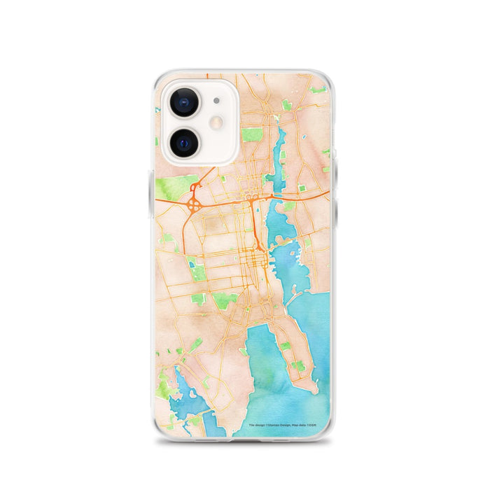 Custom New Bedford Massachusetts Map iPhone 12 Phone Case in Watercolor