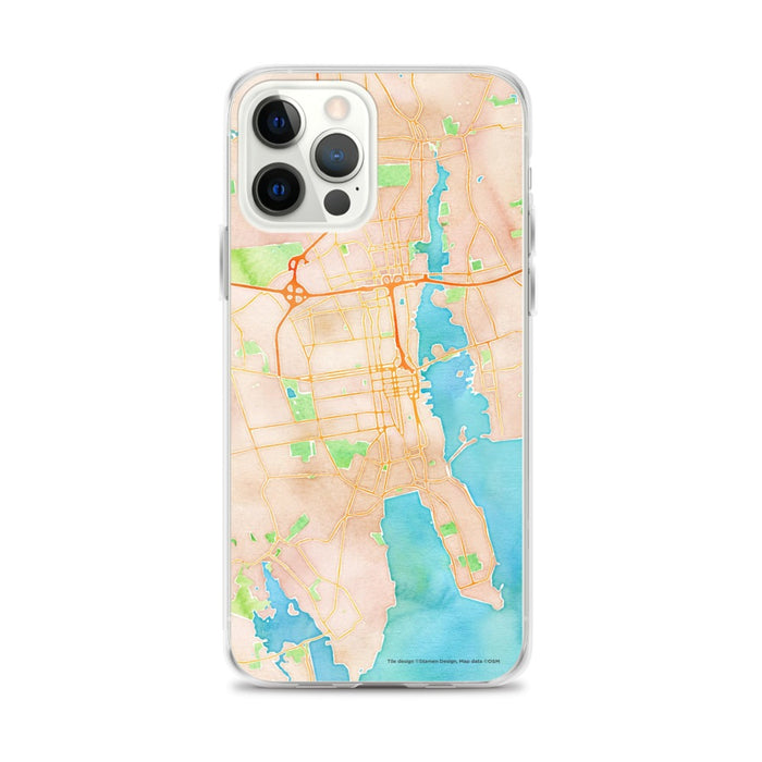 Custom New Bedford Massachusetts Map iPhone 12 Pro Max Phone Case in Watercolor