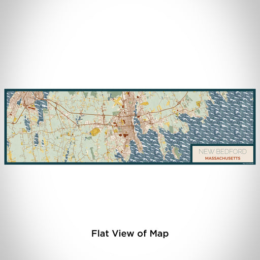 Flat View of Map Custom New Bedford Massachusetts Map Enamel Mug in Woodblock