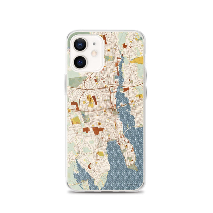 Custom New Bedford Massachusetts Map iPhone 12 Phone Case in Woodblock