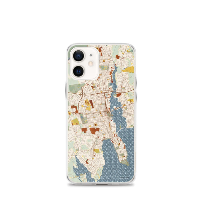 Custom New Bedford Massachusetts Map iPhone 12 mini Phone Case in Woodblock