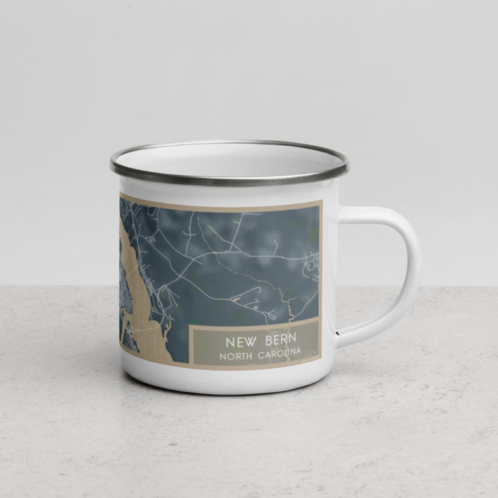 Right View Custom New Bern North Carolina Map Enamel Mug in Afternoon