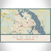 New Bern North Carolina Map Print Landscape Orientation in Woodblock Style With Shaded Background
