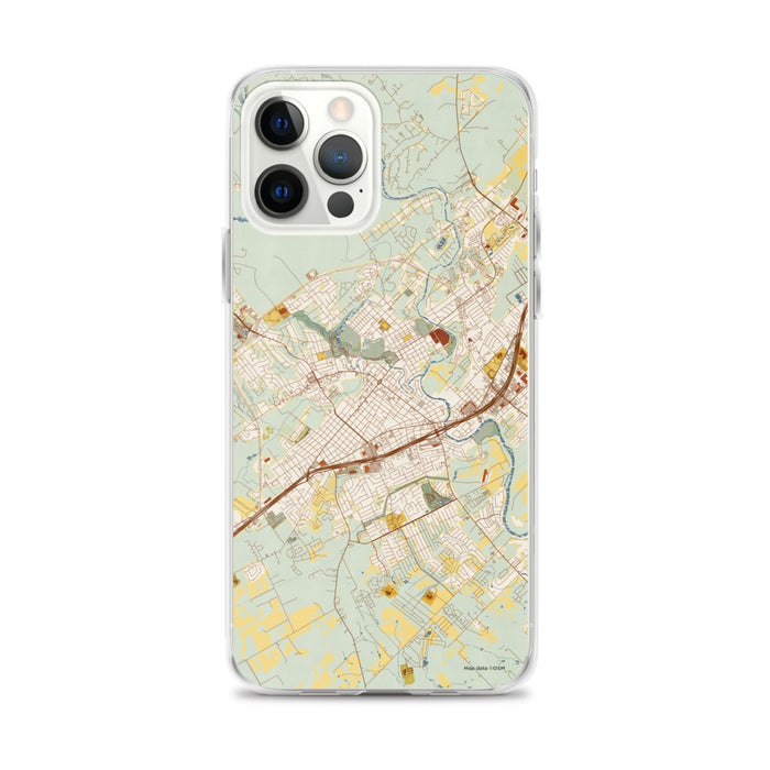 Custom New Braunfels Texas Map iPhone 12 Pro Max Phone Case in Woodblock