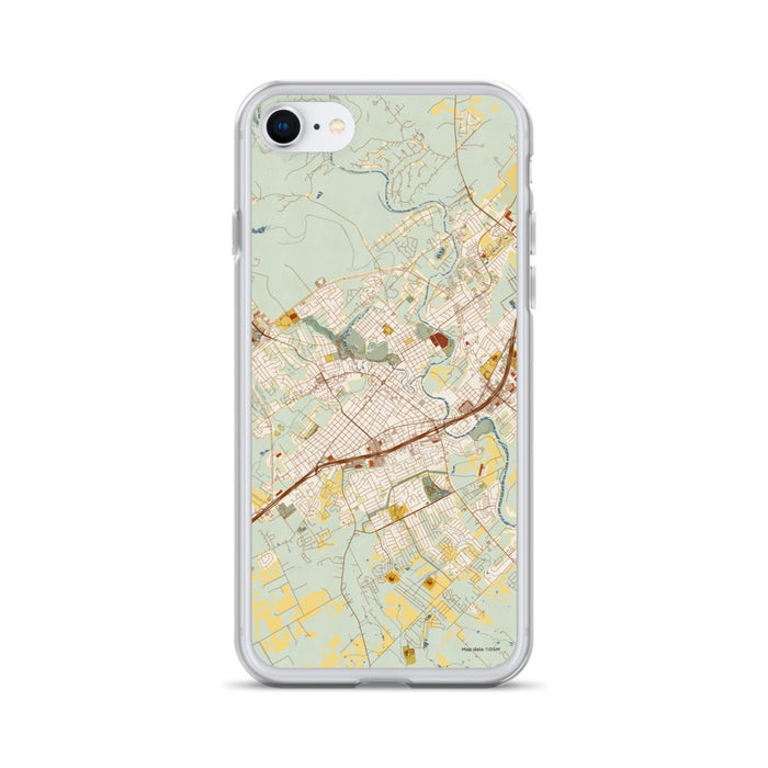 Custom New Braunfels Texas Map iPhone SE Phone Case in Woodblock
