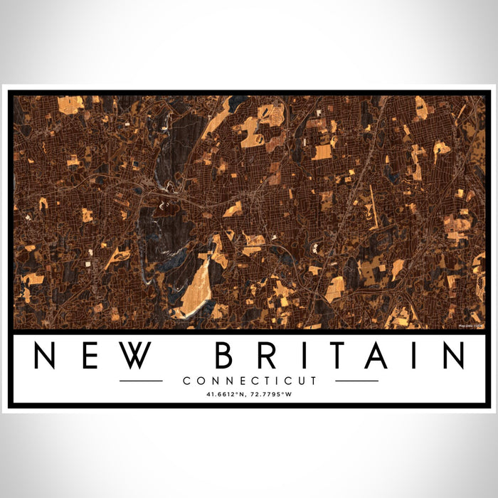 New Britain Connecticut Map Print Landscape Orientation in Ember Style With Shaded Background