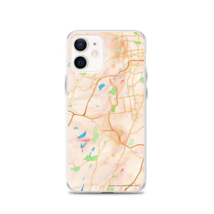Custom New Britain Connecticut Map iPhone 12 Phone Case in Watercolor