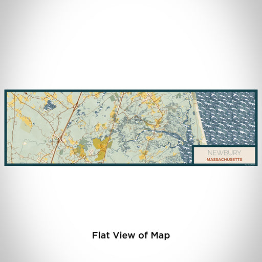 Flat View of Map Custom Newbury Massachusetts Map Enamel Mug in Woodblock
