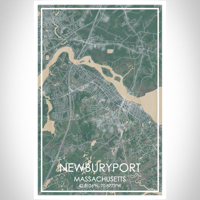 Newburyport Massachusetts Map Print Portrait Orientation in Afternoon Style With Shaded Background