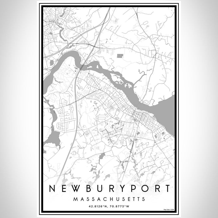 Newburyport Massachusetts Map Print Portrait Orientation in Classic Style With Shaded Background