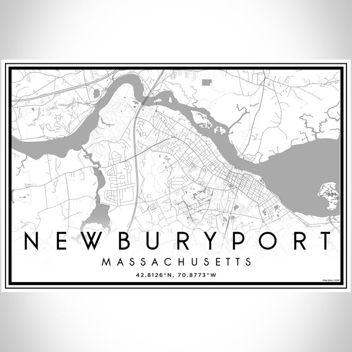 Newburyport Massachusetts Map Print Landscape Orientation in Classic Style With Shaded Background