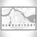 Newburyport Massachusetts Map Print Landscape Orientation in Classic Style With Shaded Background