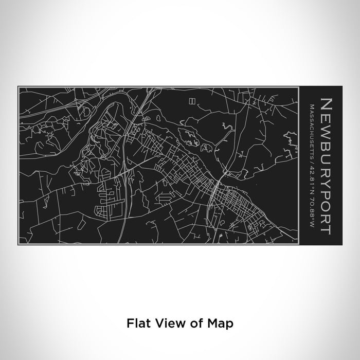 Rendered View of Newburyport Massachusetts Map Engraving on 17oz Stainless Steel Insulated Cola Bottle in Black
